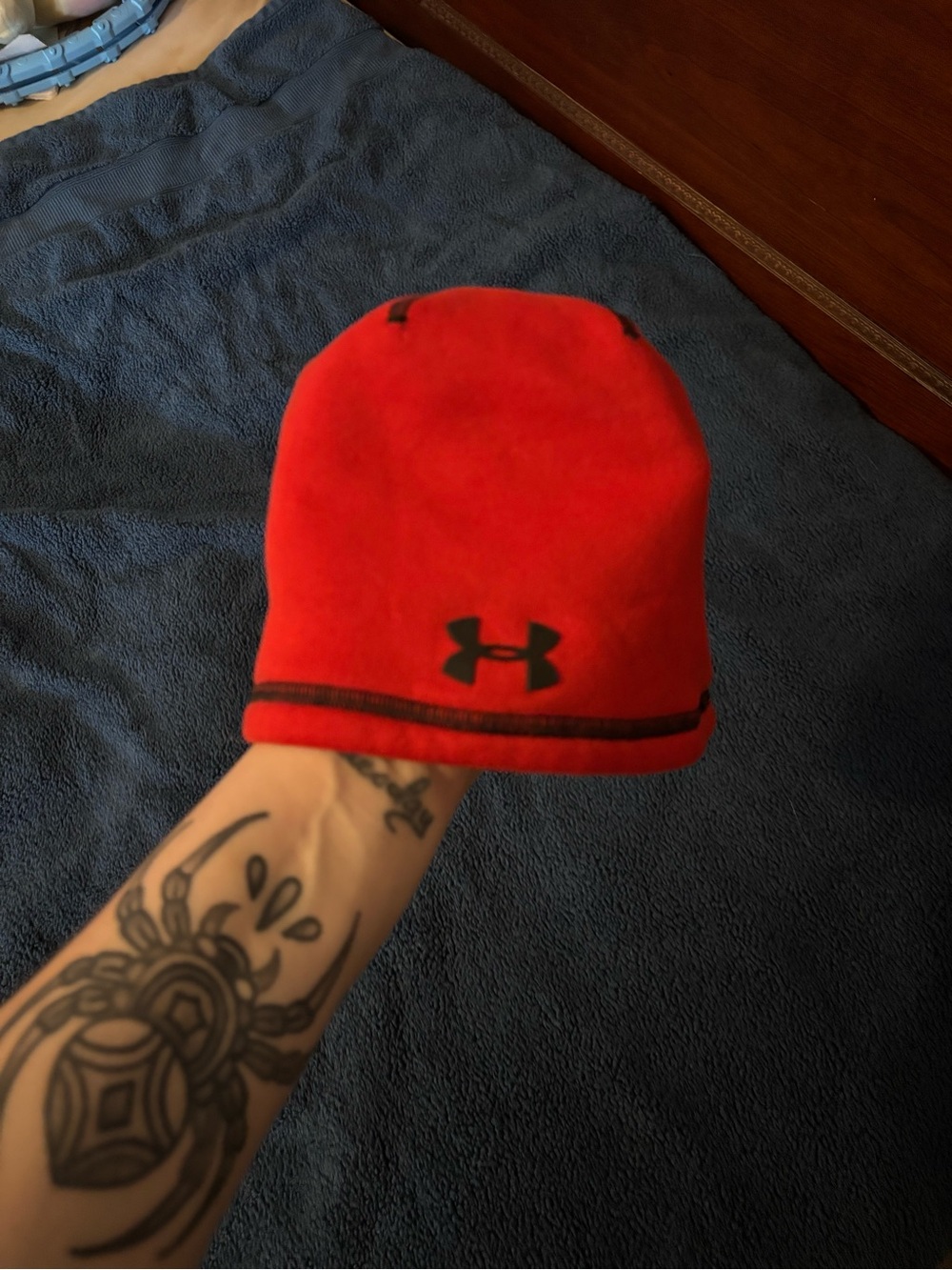 Under Armour Orange-Red ColdGear Beanie with Black Logo